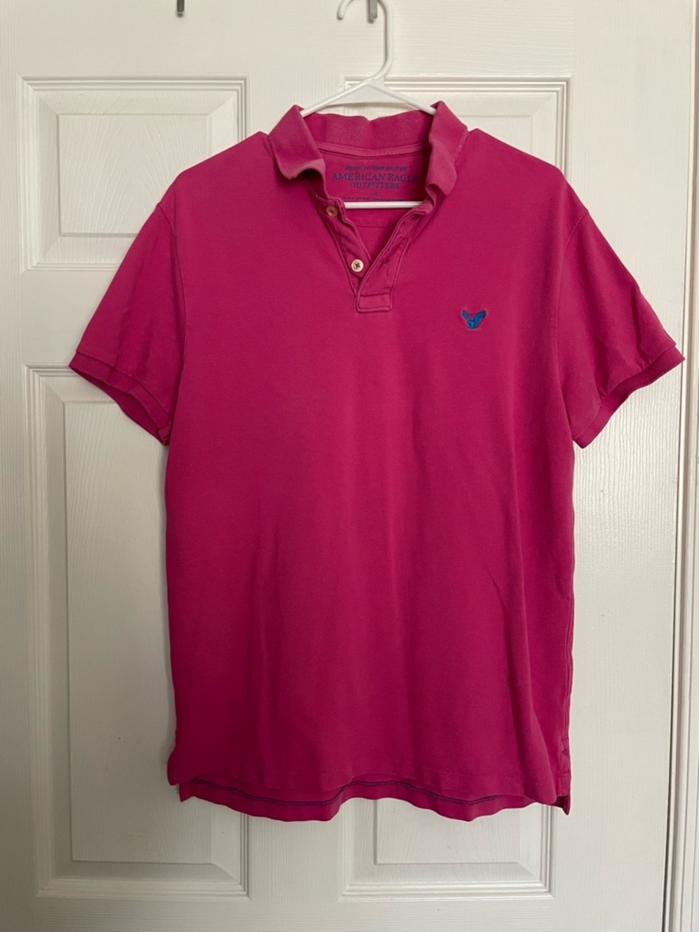 American Eagle Outfitters 100% Cotton Men’s Pink Polo Shirt with Logo Size Large